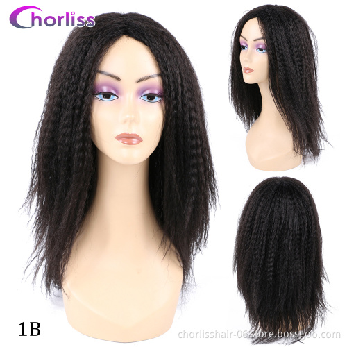 High Quality Natural Fashion Comfortable Purple Brown Blonde Ombre Afro YAKI Straight Kinky Synthetic Hair Wigs for Black Women